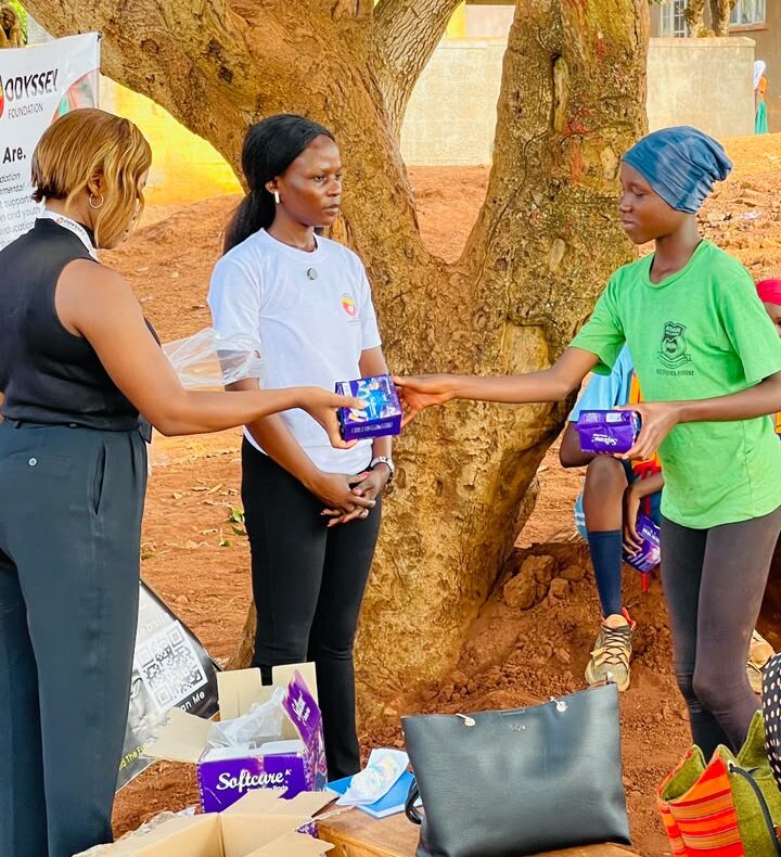 Sanitary products presented during the Ndejje outreach